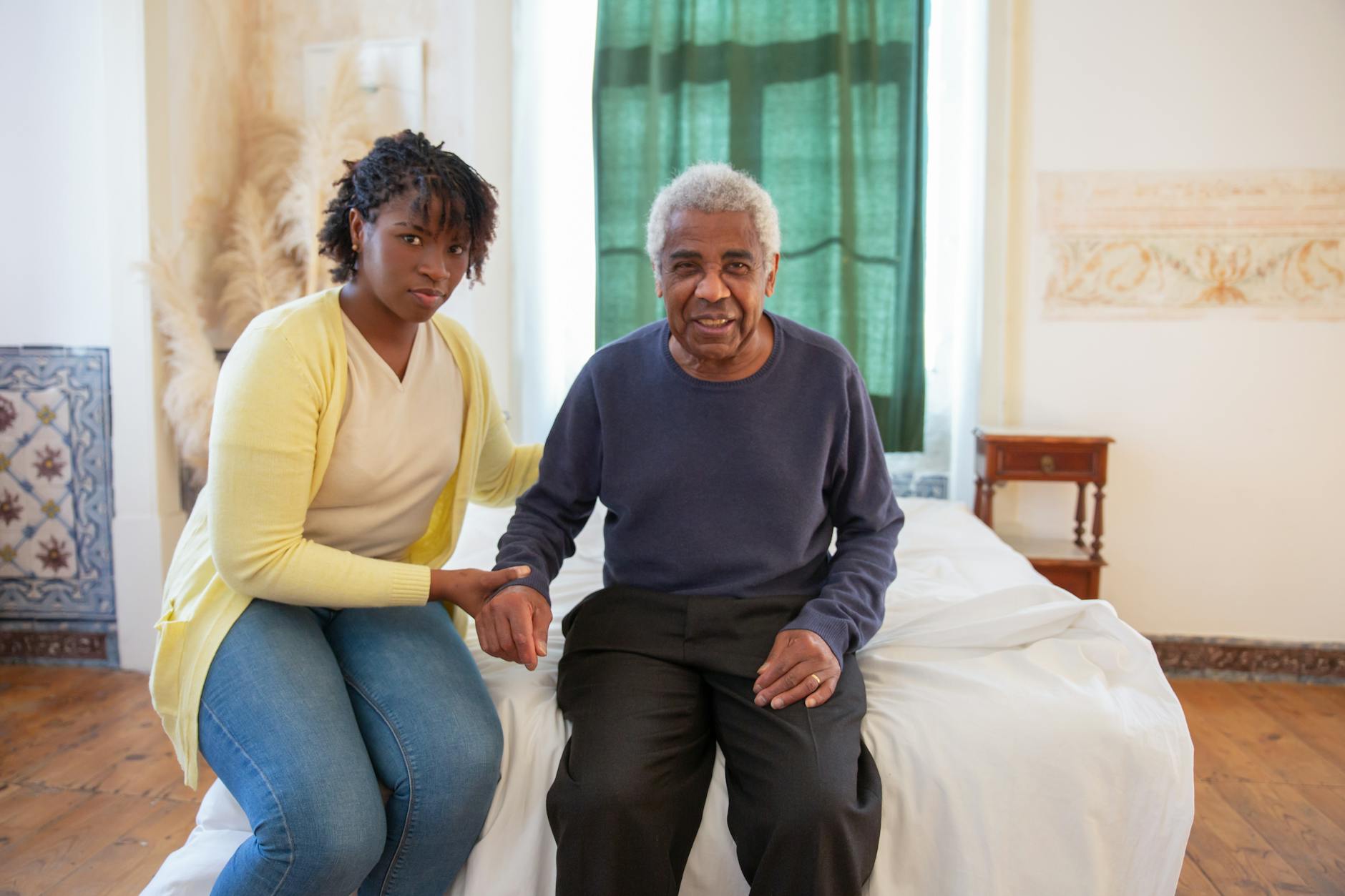 suburban African American elderly woman in an adult family home receiving care for a disability