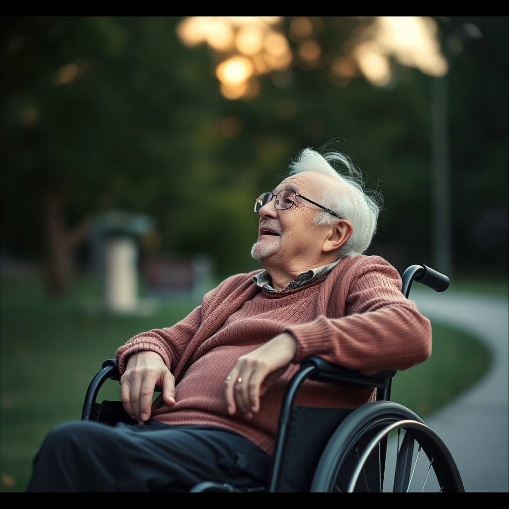 elderly person in a wheelchair enjoying the outdoors